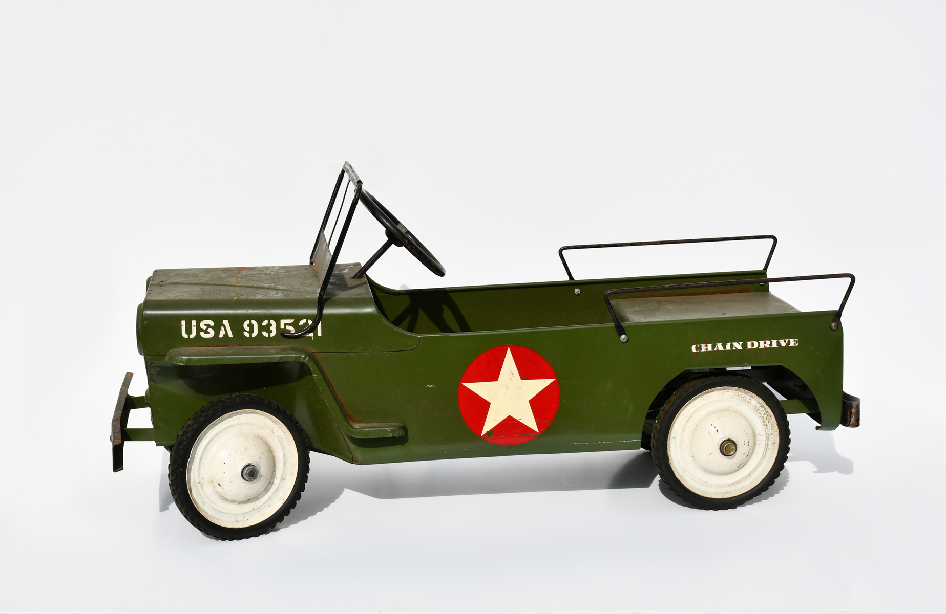 Appraisal: S HAMILTON USA JEEP PEDAL CAR Green with white wheels