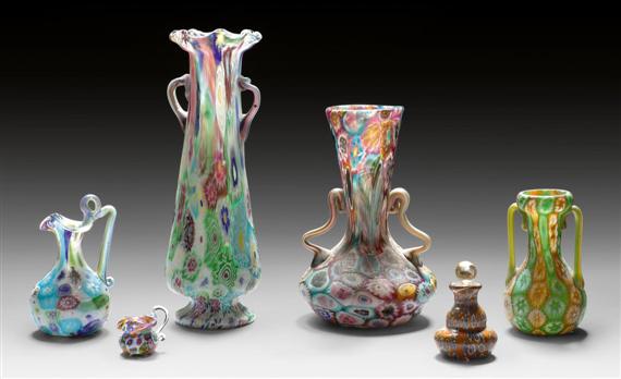 Appraisal: FRATELLI TOSO MURANO LOT OF VASES circa Millefiori murrine glass