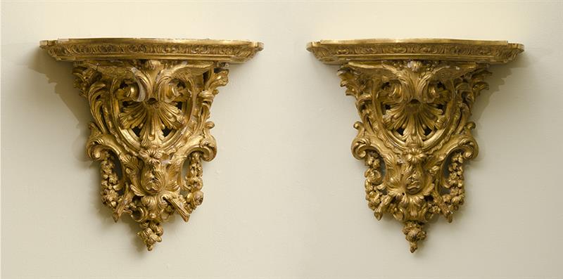 Appraisal: Pair of Louis XV Style Carved Giltwood Wall Brackets With