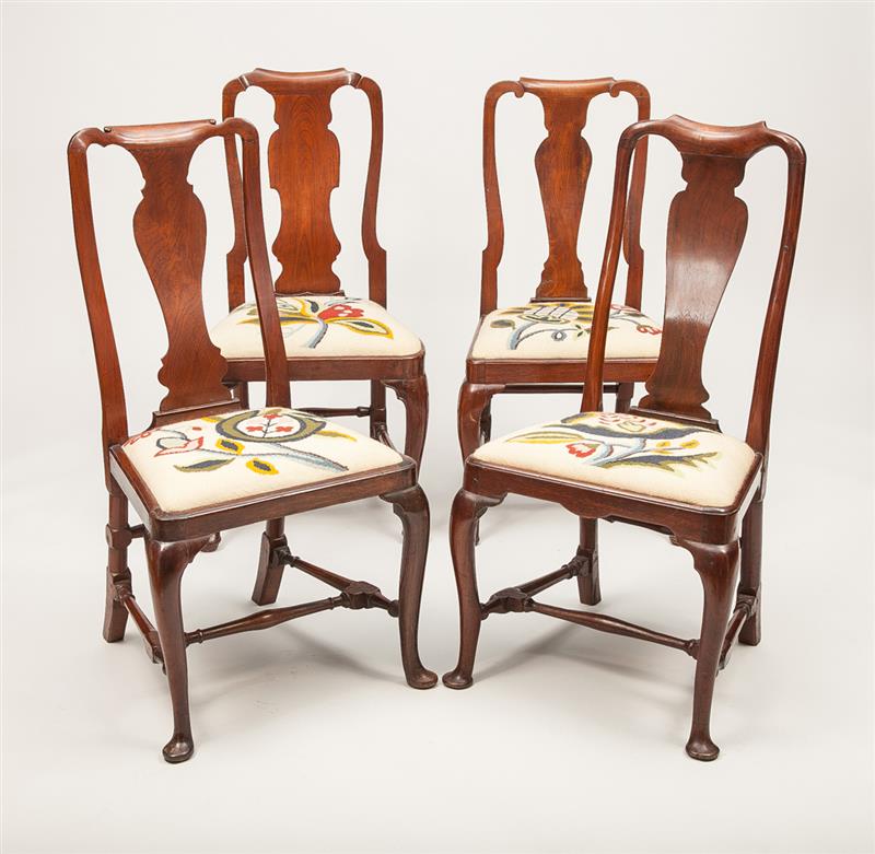 Appraisal: Assembled Set of Four Queen Anne Mahogany Side Chairs With