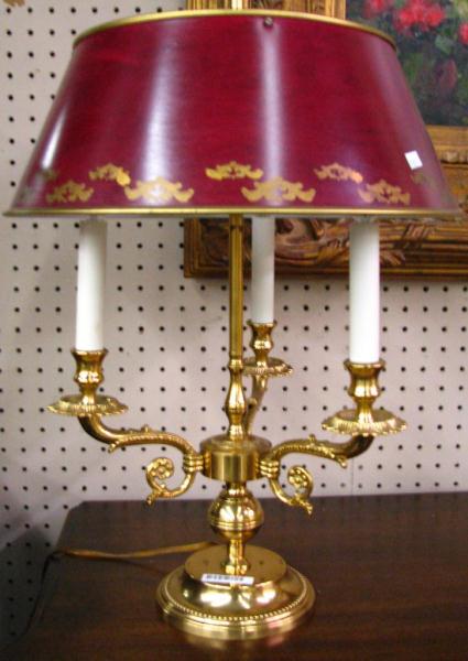 Appraisal: Pair of Candlestick Style Brass Table Lamps with metal shades