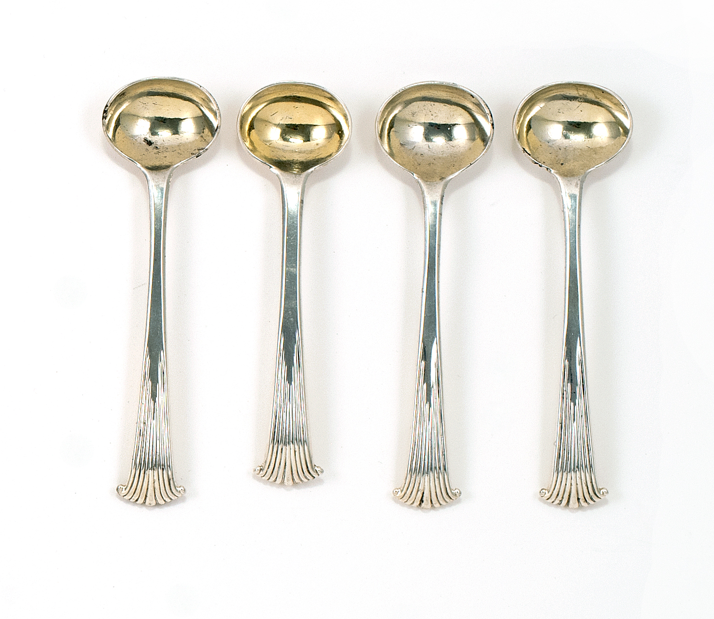 Appraisal: SET OF FOUR ENGLISH STERLING SILVER SALT SPOONS In the