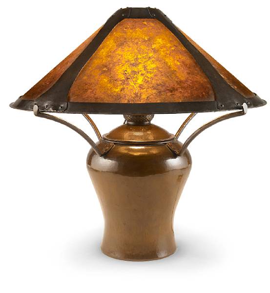 Appraisal: An Arts amp Crafts copper and mica oil lamp school