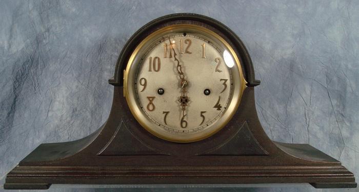 Appraisal: Seth Thomas mahogany tambour clock t s running pendulum l