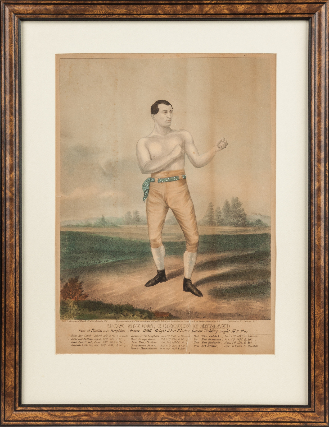 Appraisal: Tom Sayers Boxer Champion of England Hand Colored Print