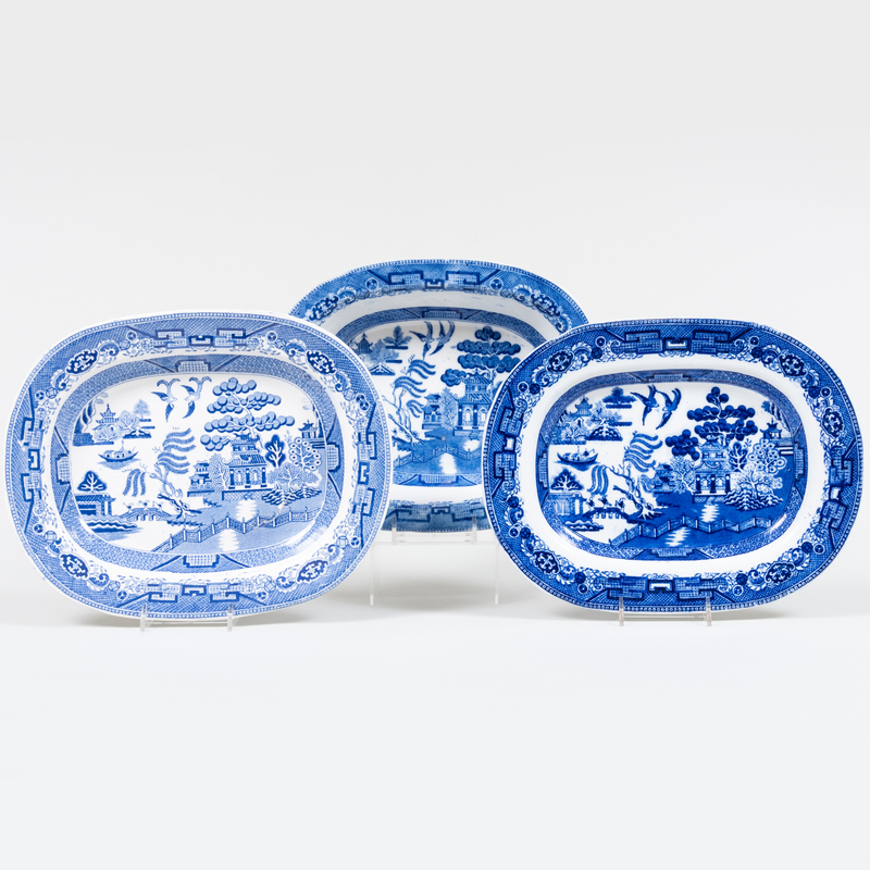 Appraisal: Group of Three English Blue and White Transfer Printed Platters