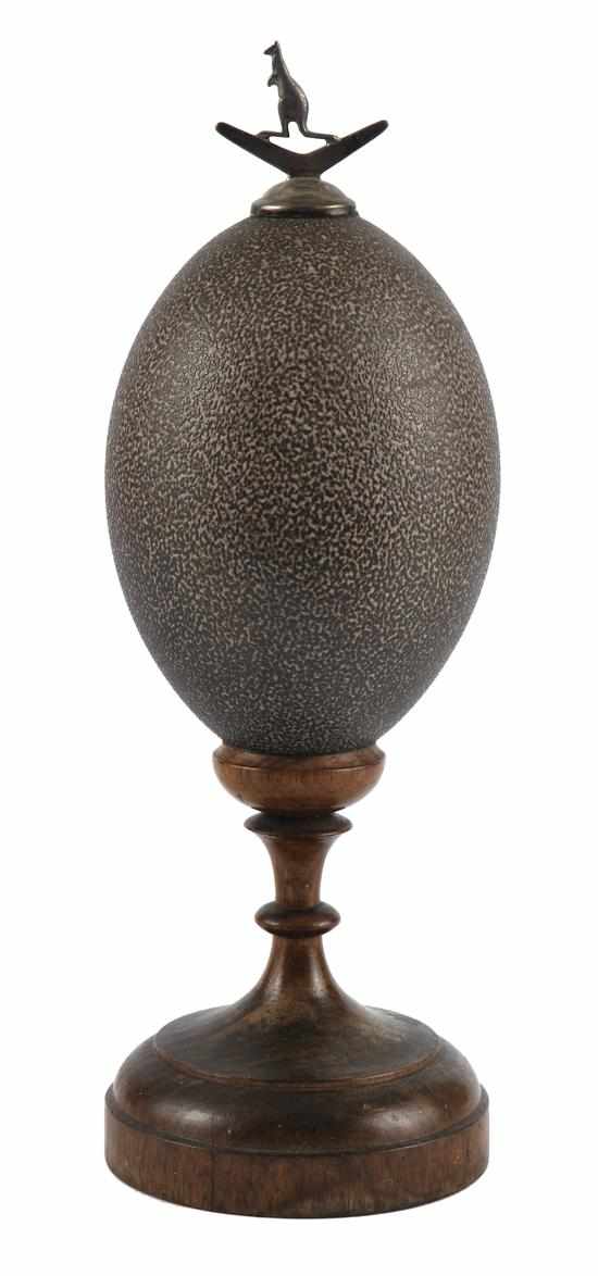 Appraisal: AN AUSTRALIAN SILVER MOUNTED EMU EGG MAKER'S MARK WILLIAM DRUMMOND