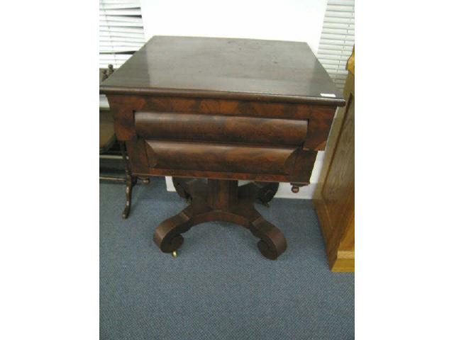 Appraisal: Mahogany Work Table Empire period circa - double drawer tall