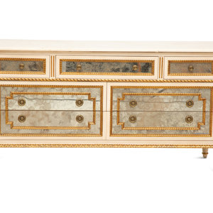 Appraisal: A Louis XVI-Style Painted and Mirrored Marble-Top Dresser th Century