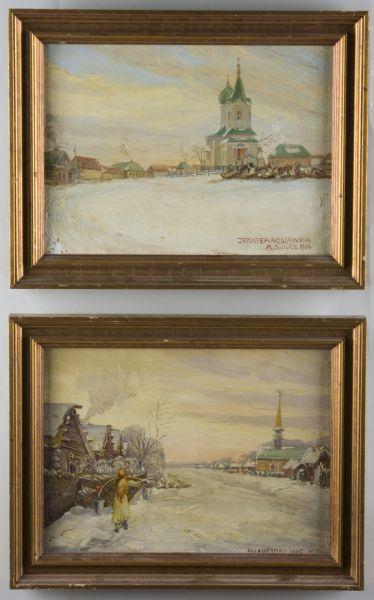 Appraisal: Mieczyslaw Schulz Ru - Two Paintings both oil on canvas