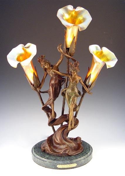 Appraisal: ART NOUVEAU FIGURAL LAMP ''La Danse de Nymphes'' after Chiparus