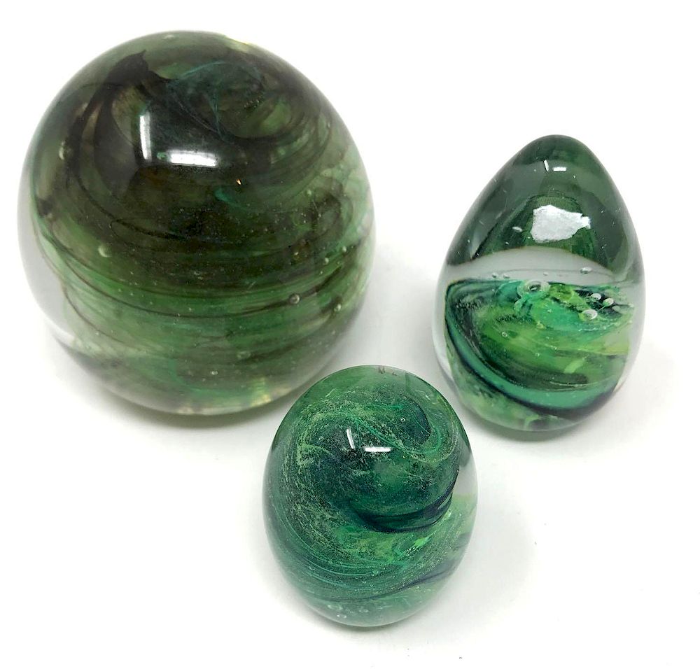 Appraisal: Three Kerry Ireland Glass Paperweights Lot Three Kerry Glass Paperweights