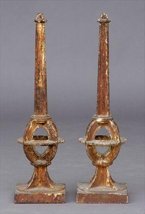 Appraisal: PAIR OF CAST IRON PAINTED FINIALS in x ft