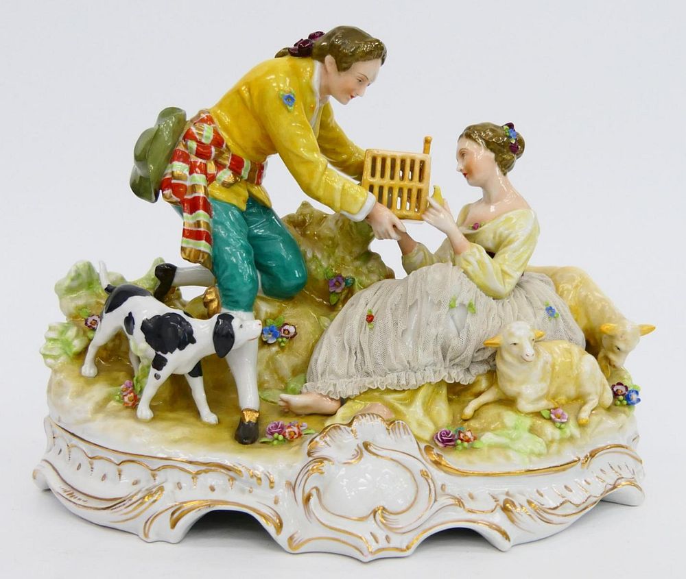 Appraisal: CAPODIMONTE POCELAIN FIGURAL GROUP STATUE CAPODIMONTE POCELAIN FIGURAL GROUP STATUE