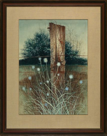 Appraisal: Rolland Golden American Louisiana b Fence Post watercolor on paper