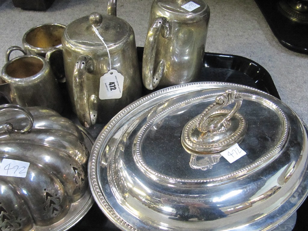 Appraisal: Tray lot of EP - hotelware entree dish etc