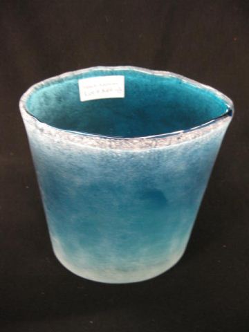 Appraisal: Art Glass Vase blue ice style marquise shape excellent