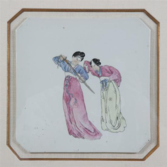 Appraisal: CHINESE FAMILLE ROSE PORCELAIN PLAQUE Figural decoration