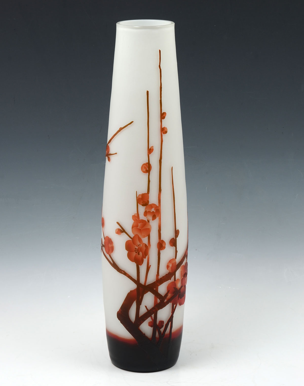 Appraisal: WHITE GALLE STYLE CHERRY BLOSSOM VASE White cameo vase having