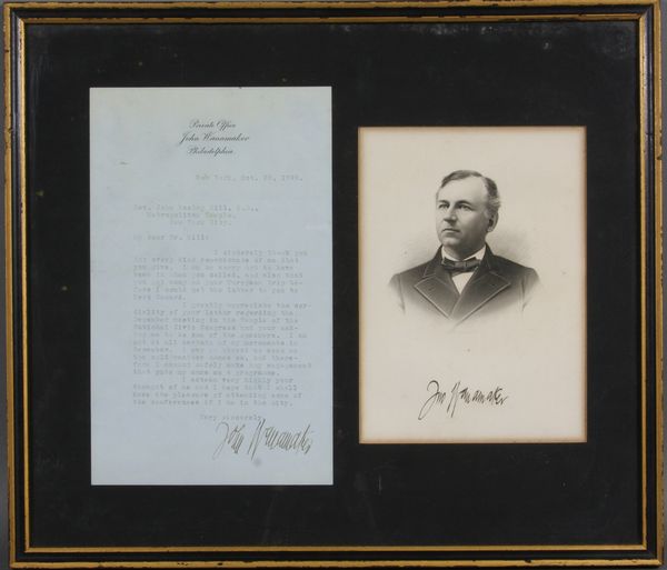 Appraisal: Autographed signed letter by John Wanamaker New York dated October