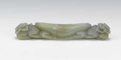 Appraisal: A Carved Jade Brush Wash with Lotus Pods Carved from