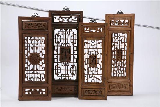 Appraisal: EIGHT WINDOW SCREENS China th century mixed woods including camphor