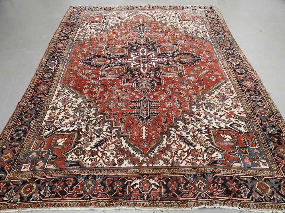 Appraisal: Persian Heriz Room Size Carpet Rug Persia Circa Central red