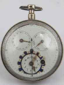 Appraisal: An early th c open face French verge pocket watch