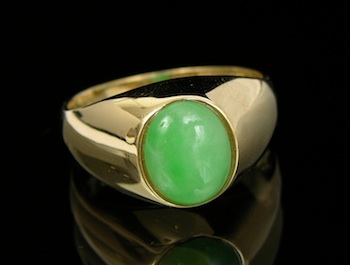 Appraisal: A Jadeite Ring in k Gold k yellow gold signet