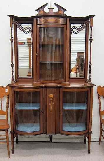 Appraisal: AN EDWARDIAN INLAID MAHOGANY CHINA CABINET English early th century