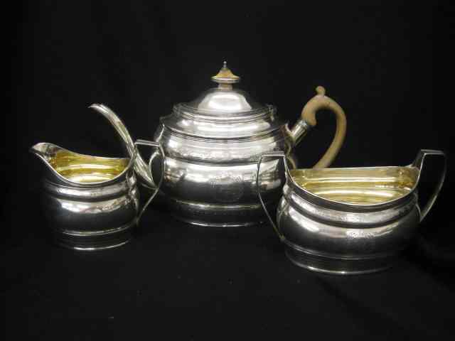 Appraisal: English Sterling Silver Tea Set teapot creamer sugar by R