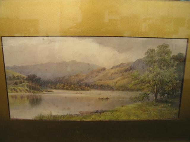 Appraisal: Watercolor Grasmere From Dale End fisherman on the lake x