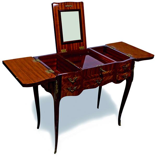 Appraisal: A TRANSITIONAL STYLE FRENCH KINGWOOD AND MARQUETRY DRESSING TABLE with