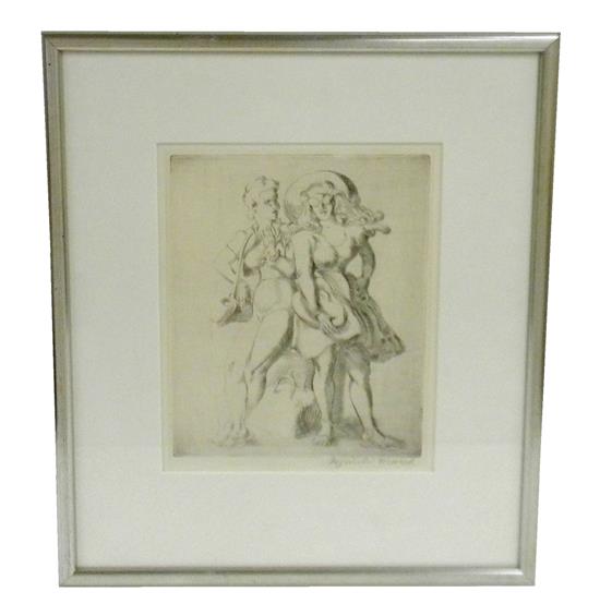 Appraisal: Reginald Marsh American - League Print engraving depicting two pretty