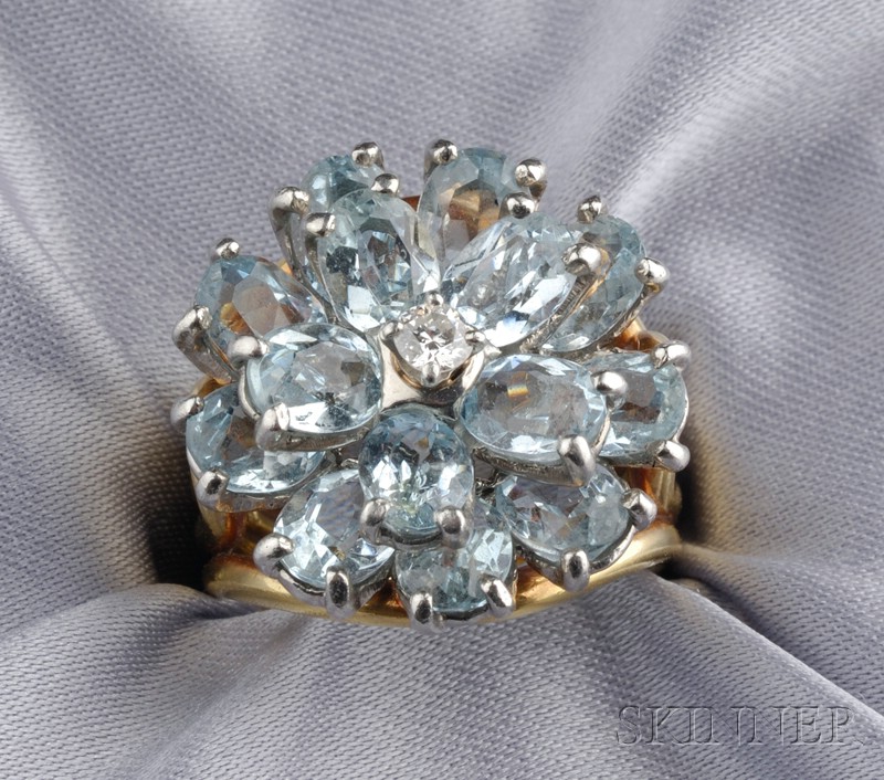 Appraisal: kt Gold Aquamarine and Diamond Ring Cartier set with oval-cut