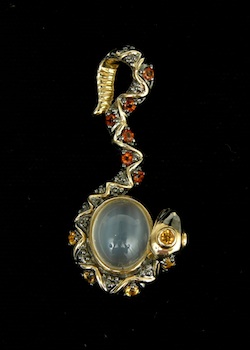 Appraisal: An Unusual Snake Pendant with Moonstone and Citrine k yellow