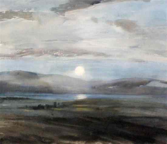 Appraisal: William Thomas Wood - watercolour Moonlit landscape signed x in