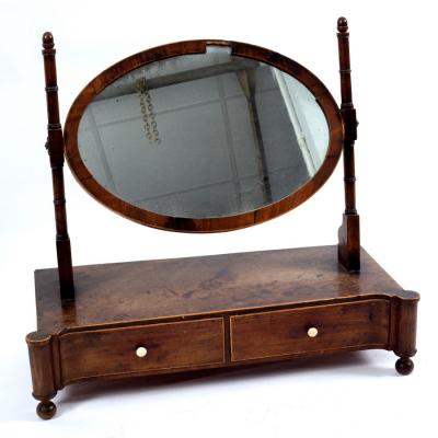 Appraisal: A George III mahogany toilet mirror circa the oval plate