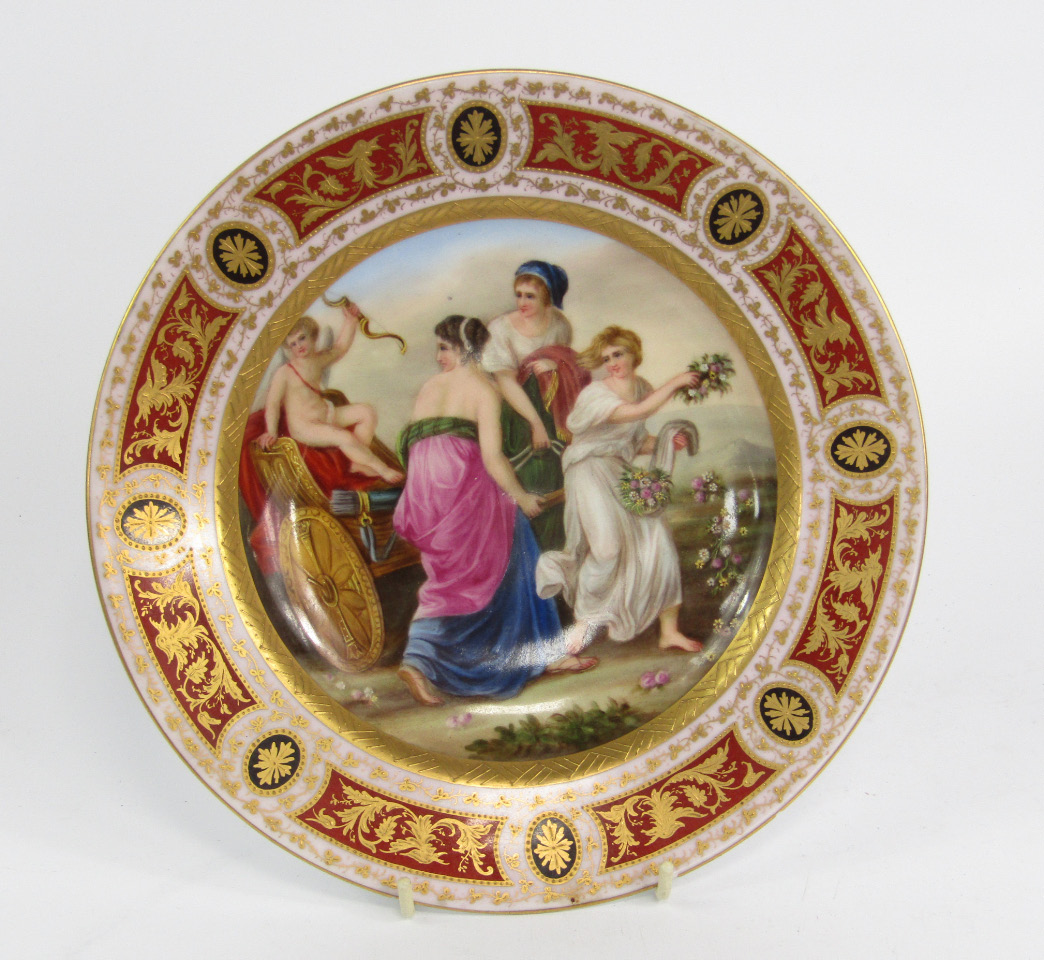 Appraisal: A Vienna porcelain plate painted with the Three Graces and