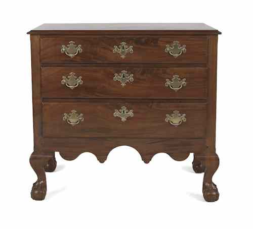 Appraisal: New York Chippendale mahogany chest late th c with three