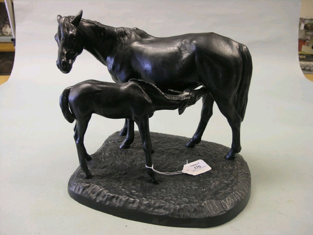 Appraisal: A Russian black painted metal sculpture study of a horse