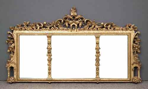 Appraisal: A gilt framed rectangular overmantel mirror of Chippendale design the