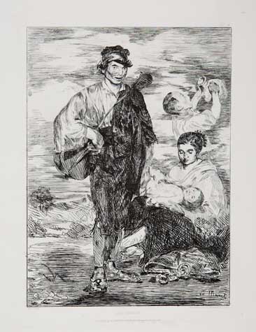 Appraisal: DOUARD MANET Les Gitanos Etching on cream laid paper x