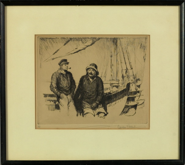 Appraisal: Gordon Hope Grant American - Fishermen etching ed sight -