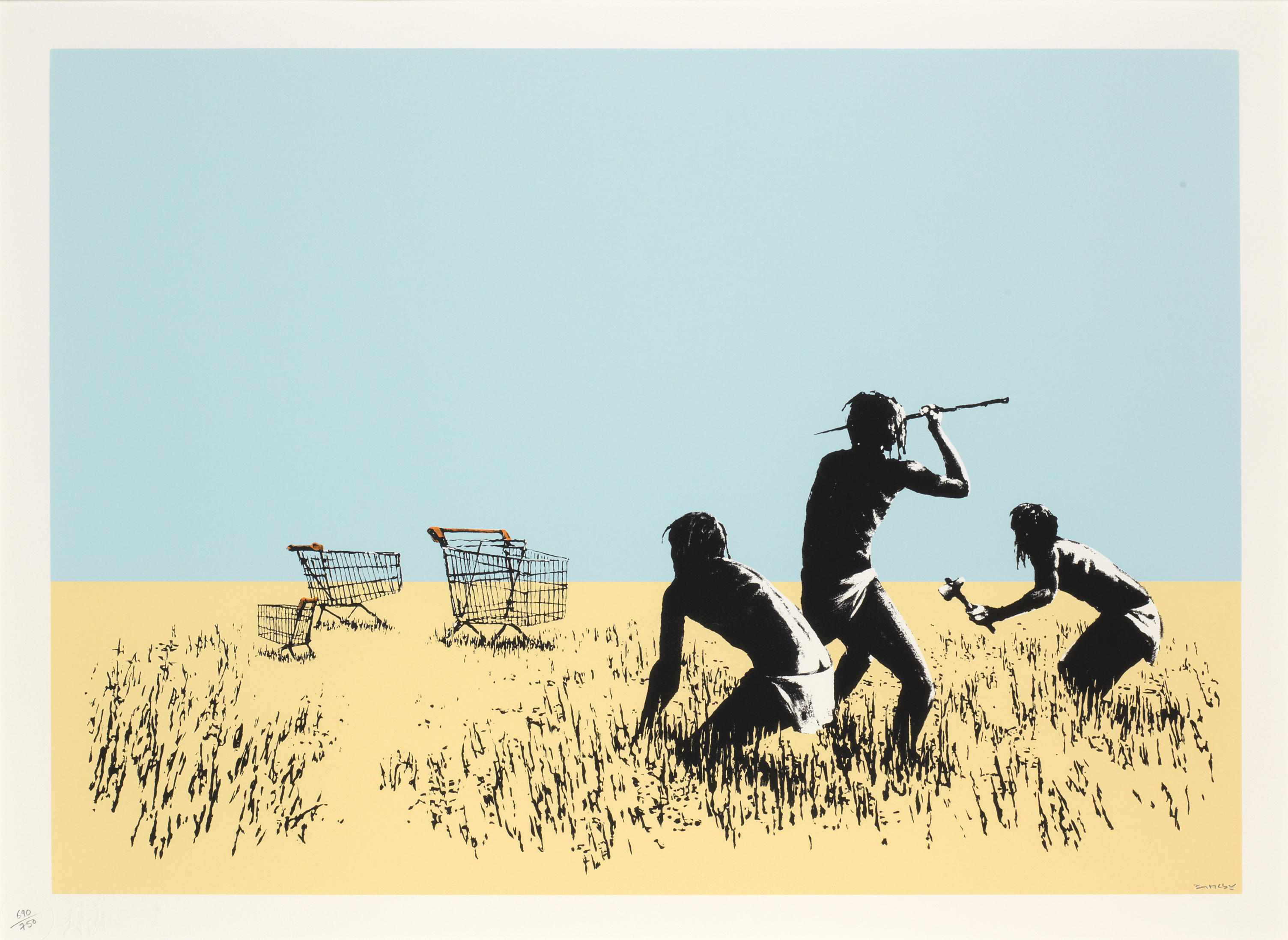 Appraisal: Banksy British born Trolleys Colour signed and numbered screenprint on