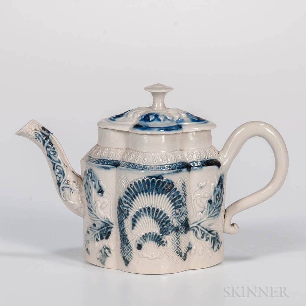 Appraisal: Staffordshire Salt-glazed Stoneware Scratch Blue Teapot and Cover Staffordshire Salt-glazed