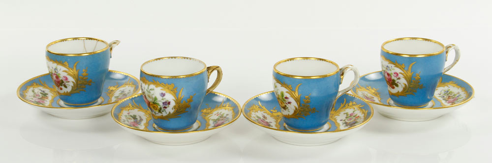 Appraisal: - th C Paris Porcelain Cups and Saucers Lot of