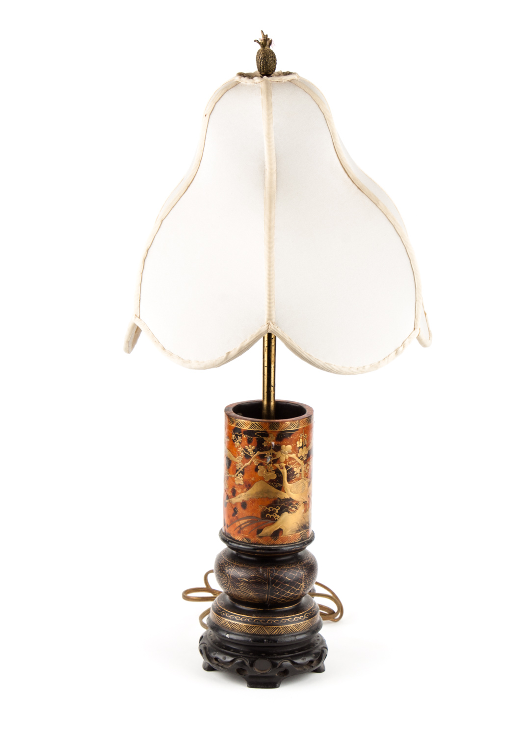 Appraisal: Japanese gilt-lacquer lamp Condition Drilled cracks wear