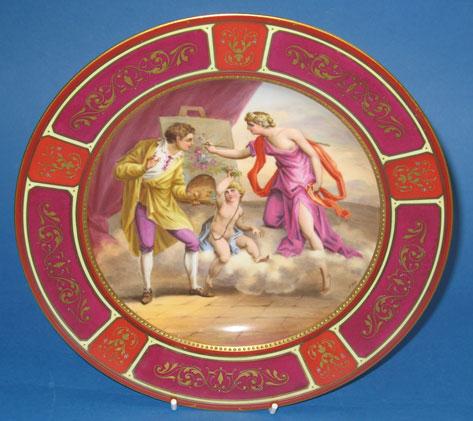 Appraisal: A VIENNA CABINET PLATE the central panel painted with an