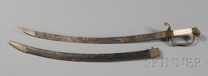 Appraisal: Sabre America first half th century gilt glued blade engraved